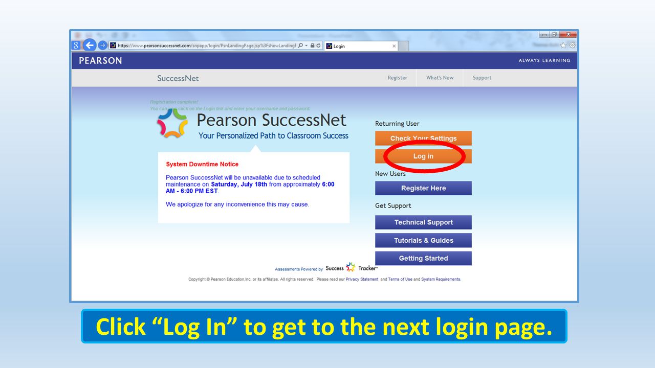 Click Log In to get to the next login page.