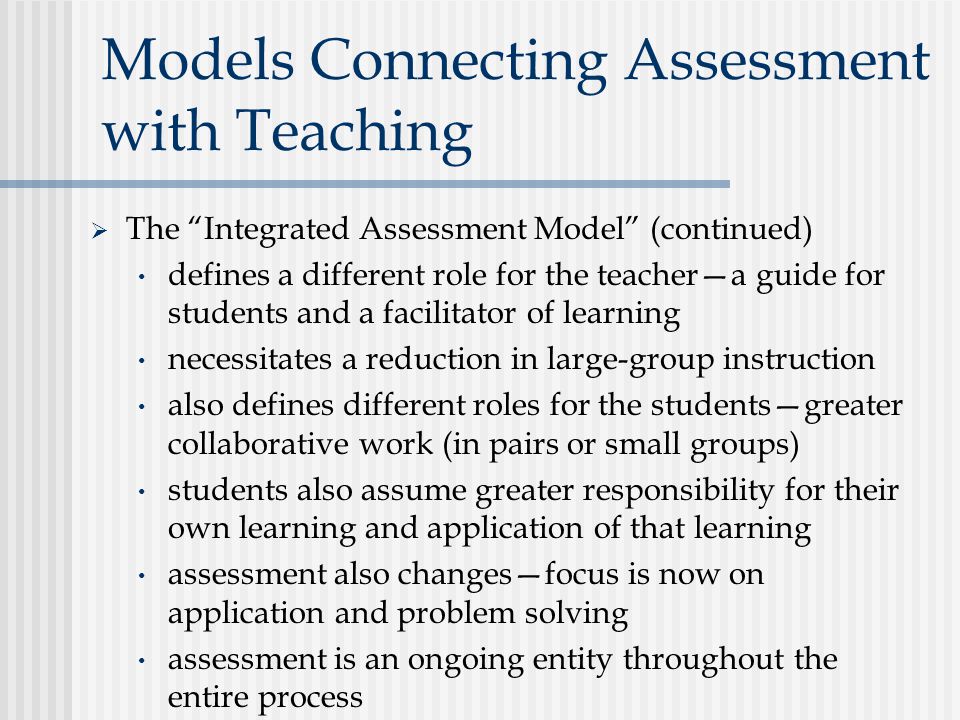 Models Connecting Assessment with Teaching