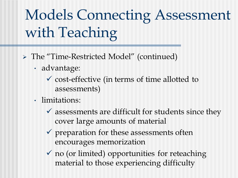 Models Connecting Assessment with Teaching