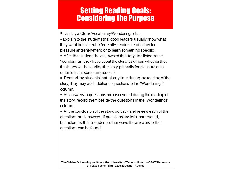 Setting Reading Goals: Considering the Purpose