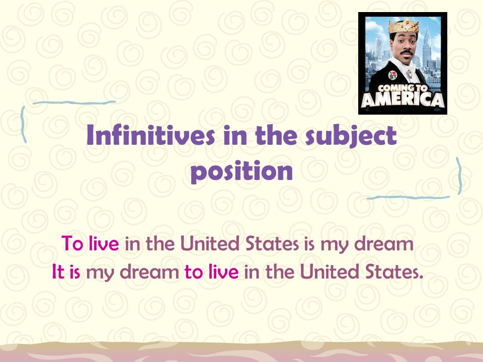 Infinitives in the subject position