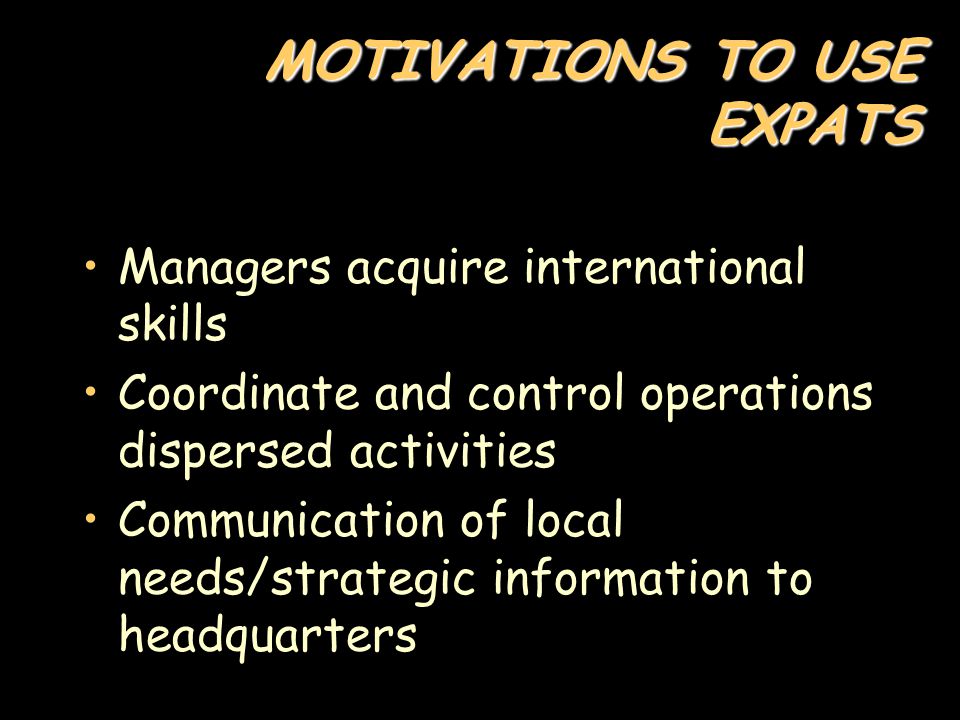 MOTIVATIONS TO USE EXPATS