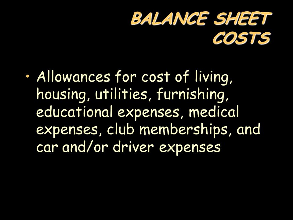 BALANCE SHEET COSTS
