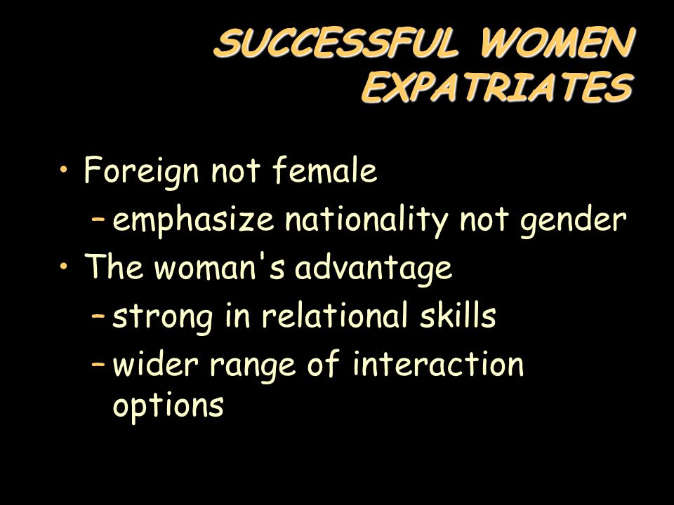 SUCCESSFUL WOMEN EXPATRIATES