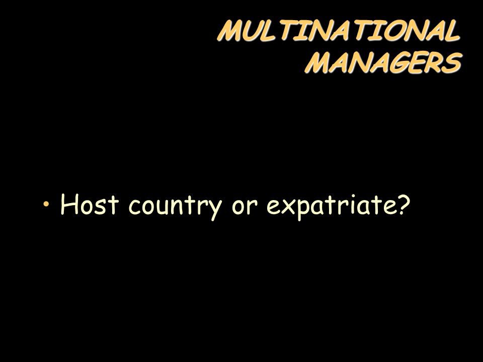 MULTINATIONAL MANAGERS