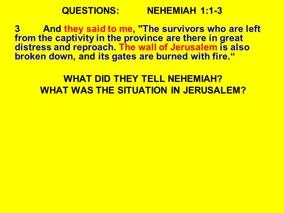QUESTIONS: NEHEMIAH 1:1-3