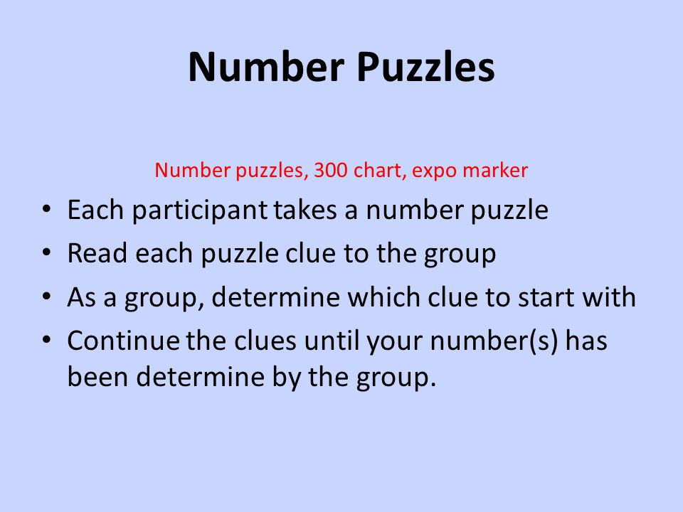 Number puzzles, 300 chart, expo marker