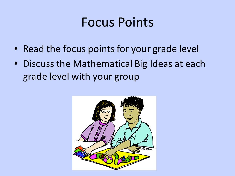 Focus Points Read the focus points for your grade level