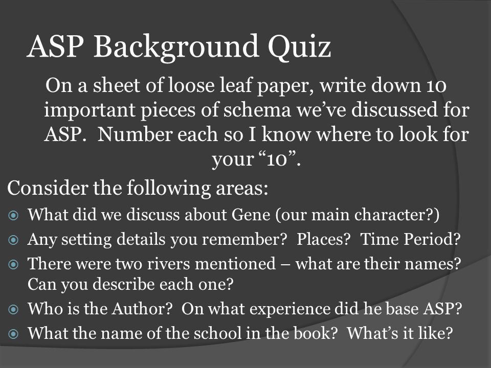 ASP Background Quiz