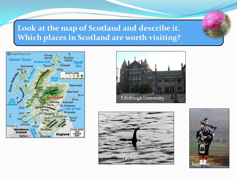 Look at the map of Scotland and describe it.