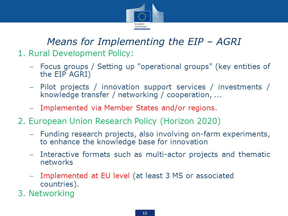 Means for Implementing the EIP – AGRI