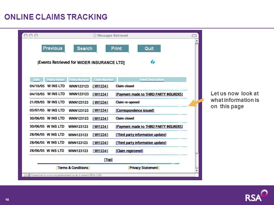 ONLINE CLAIMS TRACKING