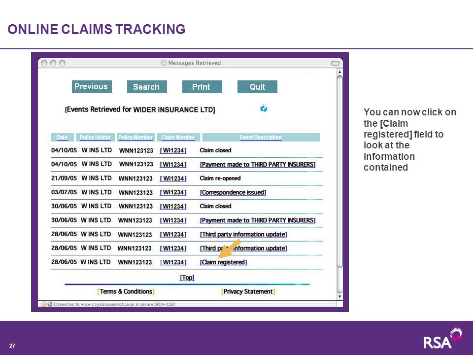 ONLINE CLAIMS TRACKING