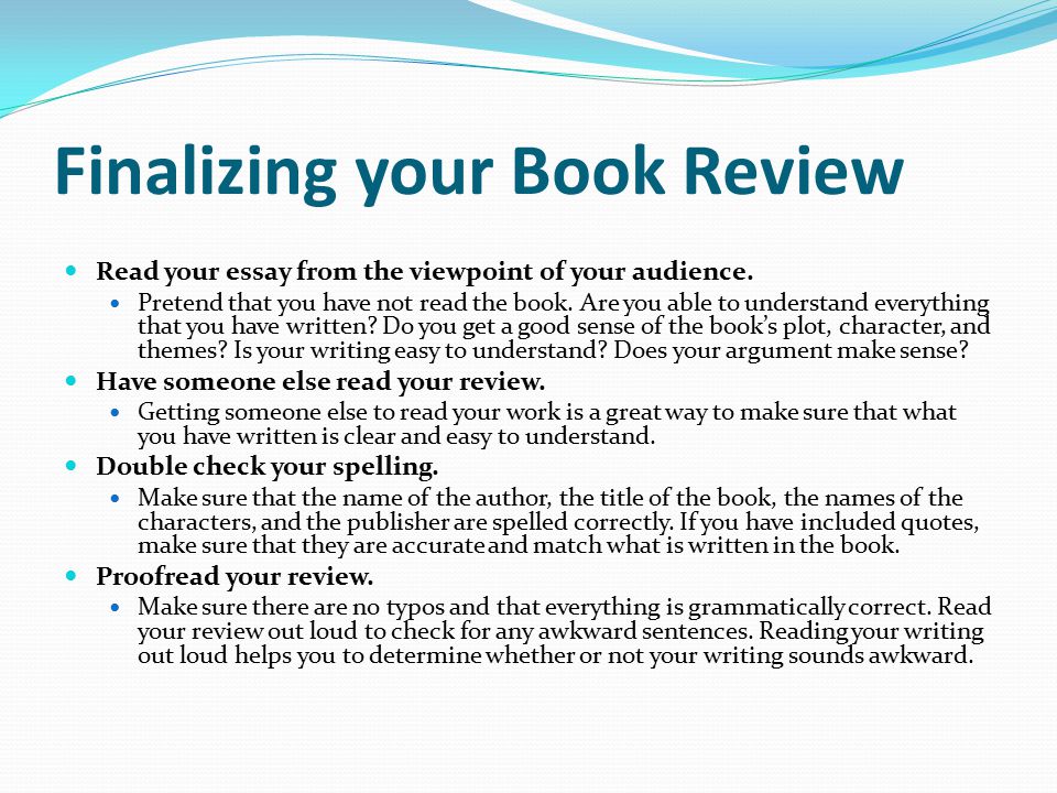 Finalizing your Book Review