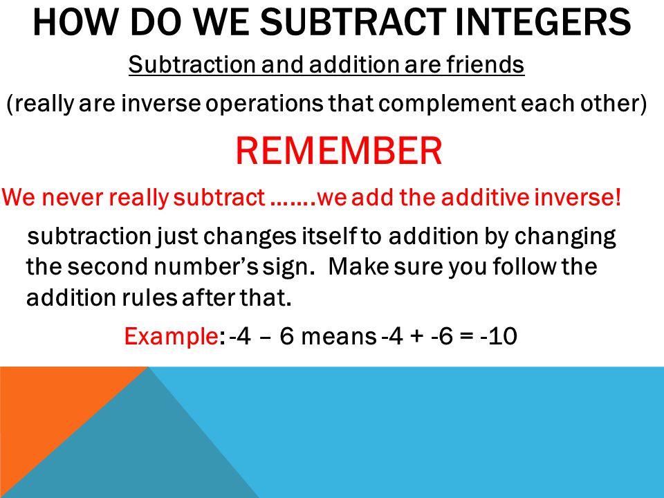 How do we subtract integers