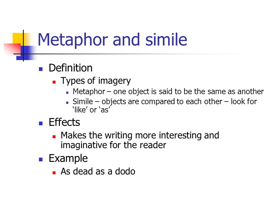 Metaphor and simile Definition Effects Example Types of imagery