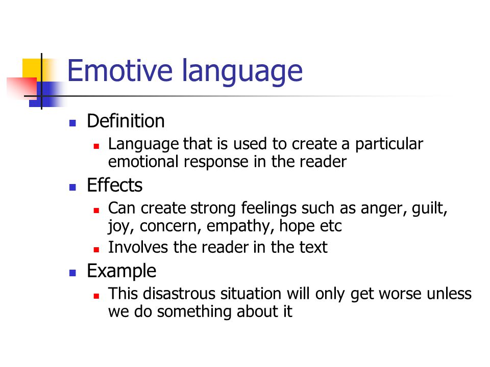 Emotive language Definition Effects Example