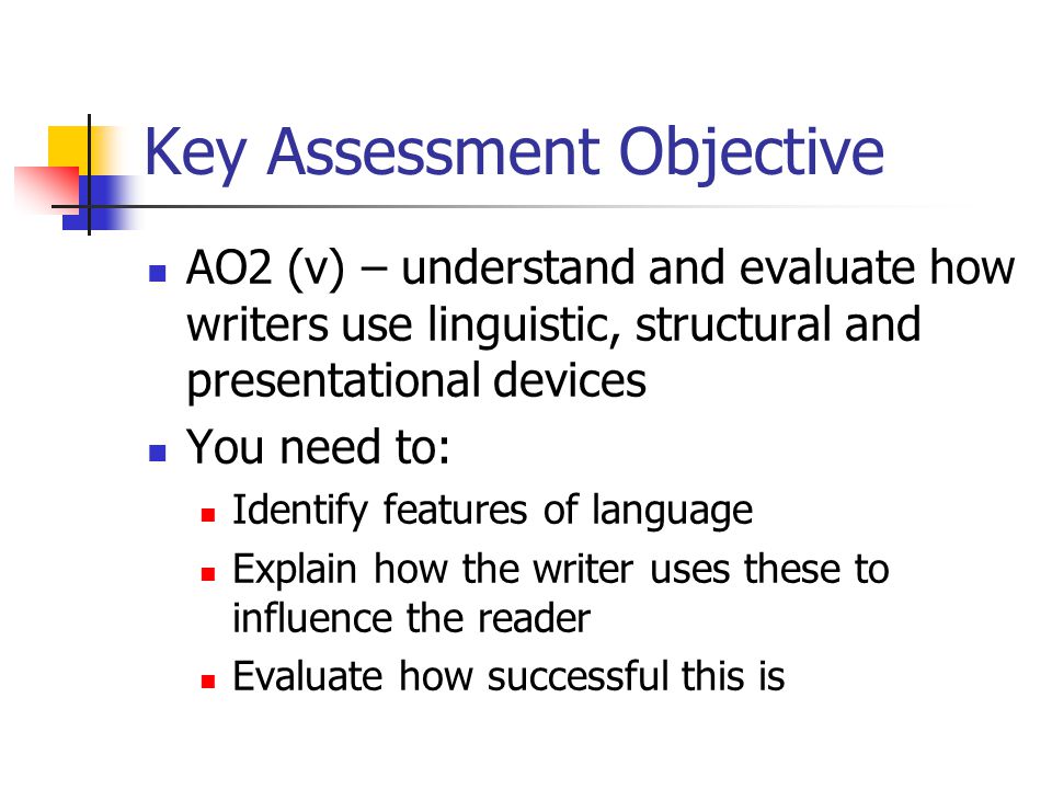 Key Assessment Objective