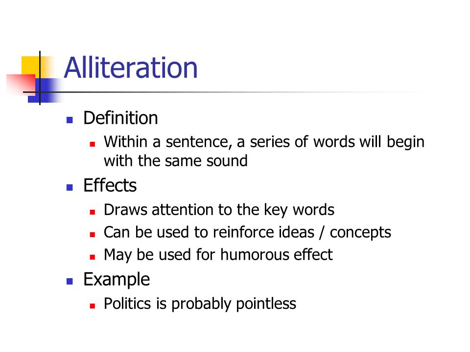 Alliteration Definition Effects Example