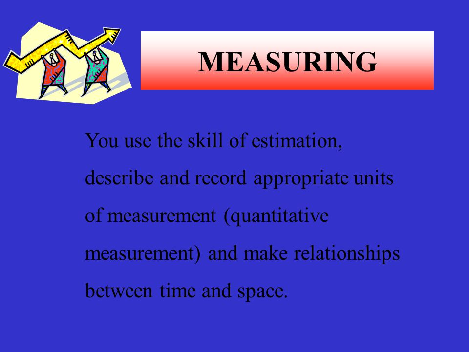 MEASURING You use the skill of estimation,