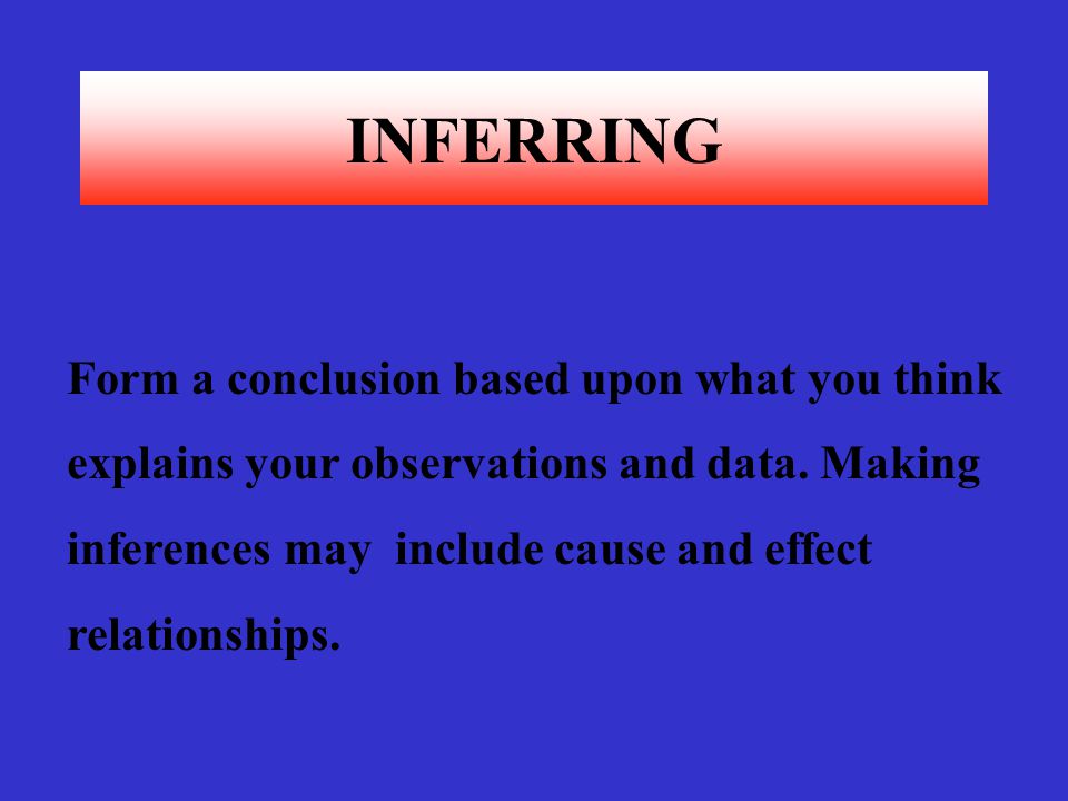 INFERRING Form a conclusion based upon what you think