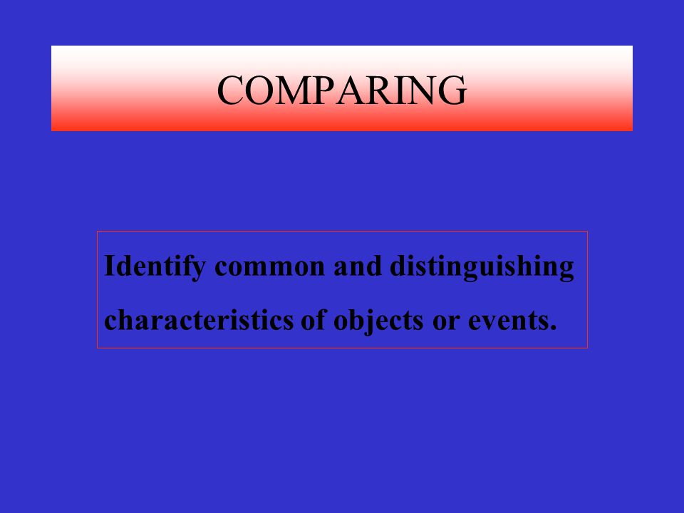 COMPARING Identify common and distinguishing
