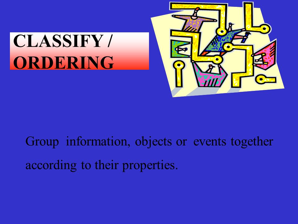 CLASSIFY / ORDERING Group information, objects or events together