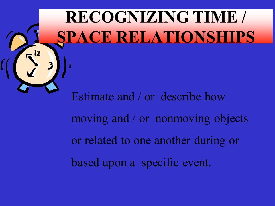 RECOGNIZING TIME / SPACE RELATIONSHIPS