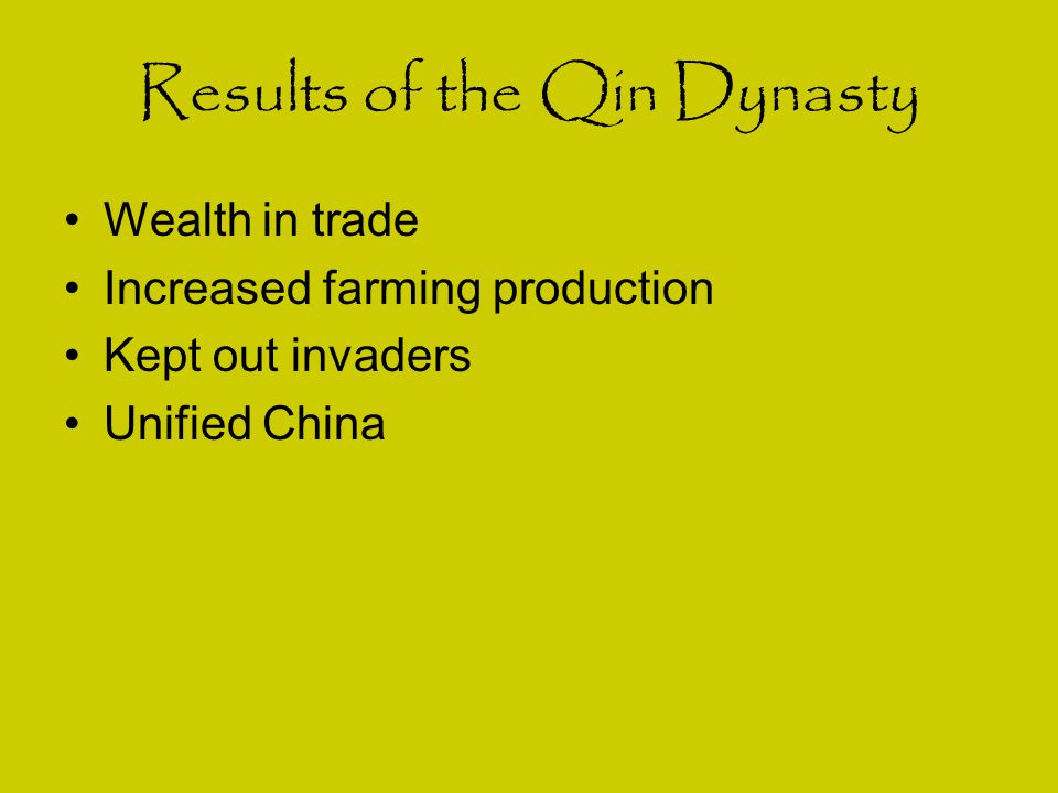 Results of the Qin Dynasty
