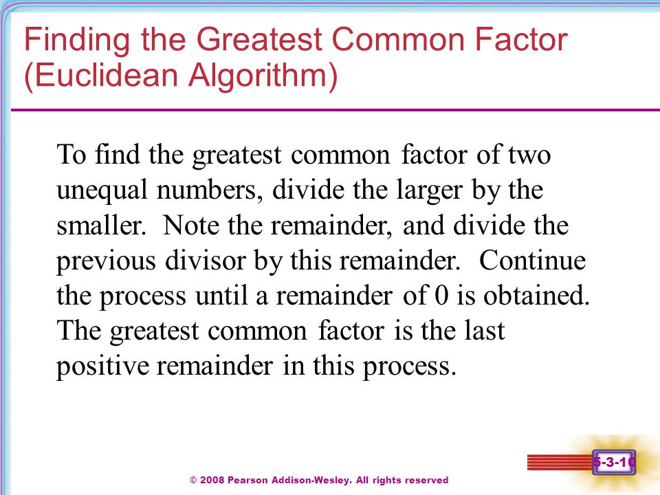 Finding the Greatest Common Factor (Euclidean Algorithm)
