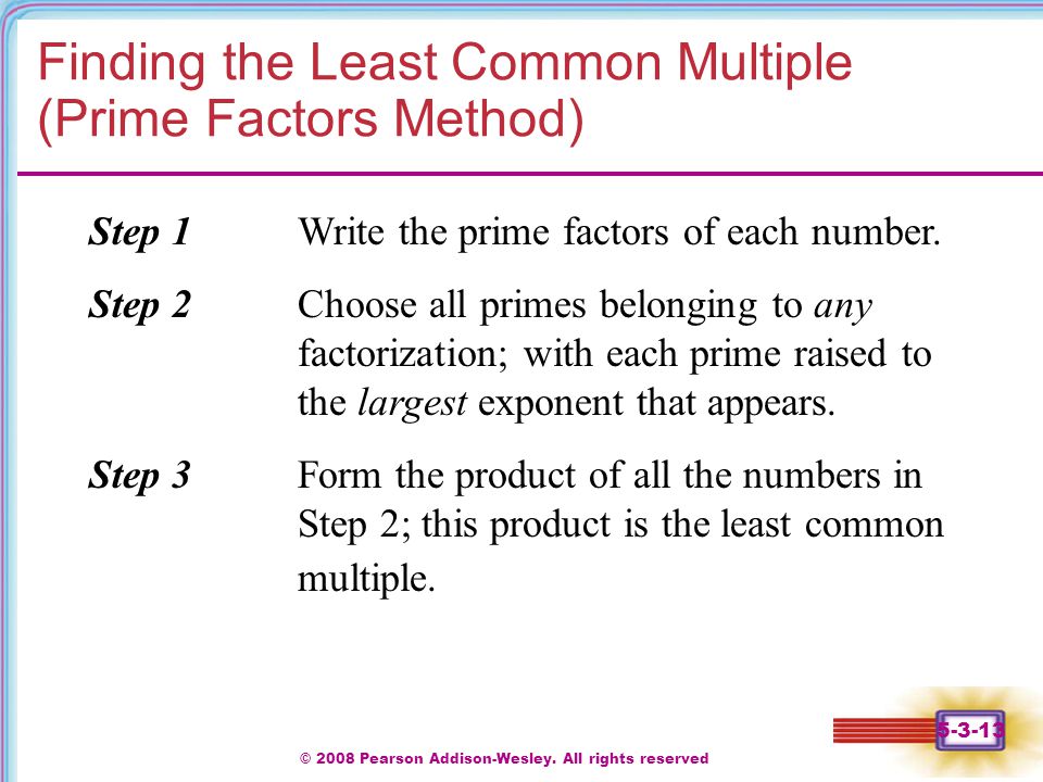 Finding the Least Common Multiple (Prime Factors Method)