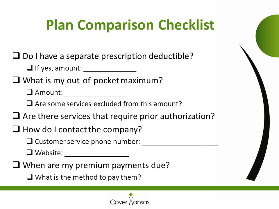 Plan Comparison Checklist
