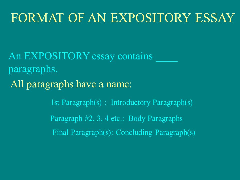 FORMAT OF AN EXPOSITORY ESSAY