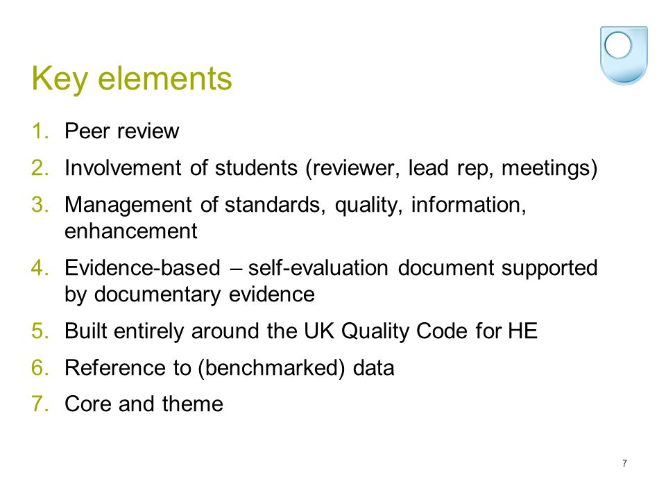 Key elements Peer review
