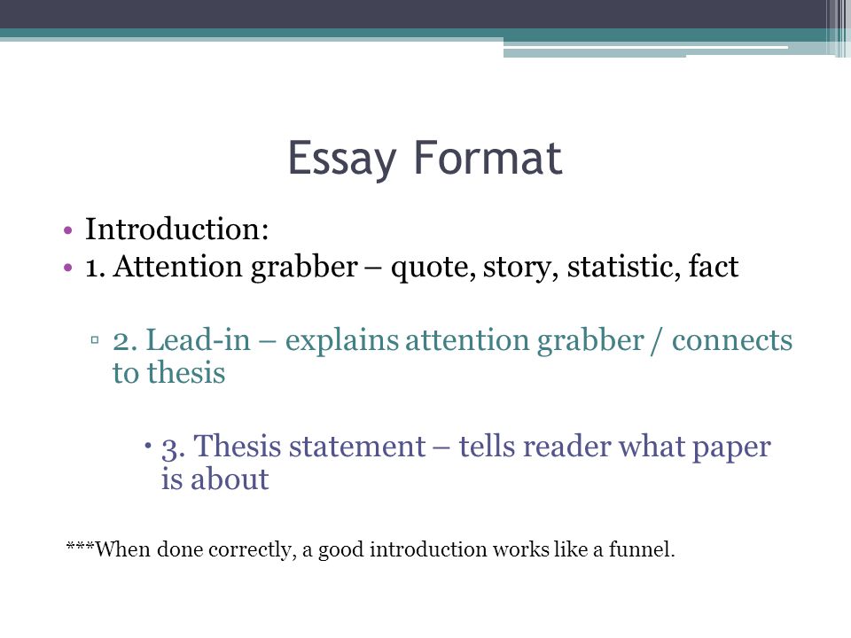 Essay Format Introduction: