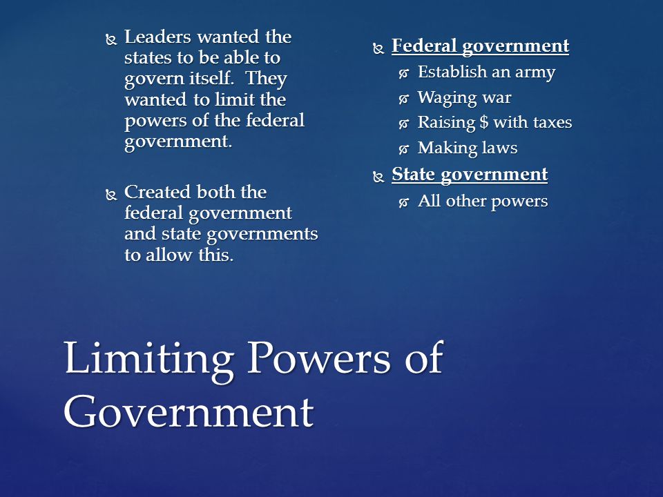 Limiting Powers of Government