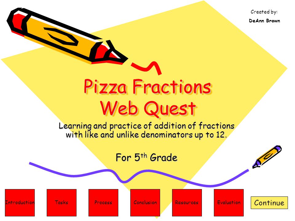 Pizza Fractions Web Quest