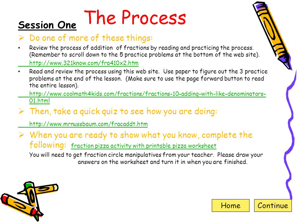 The Process Session One Do one of more of these things: