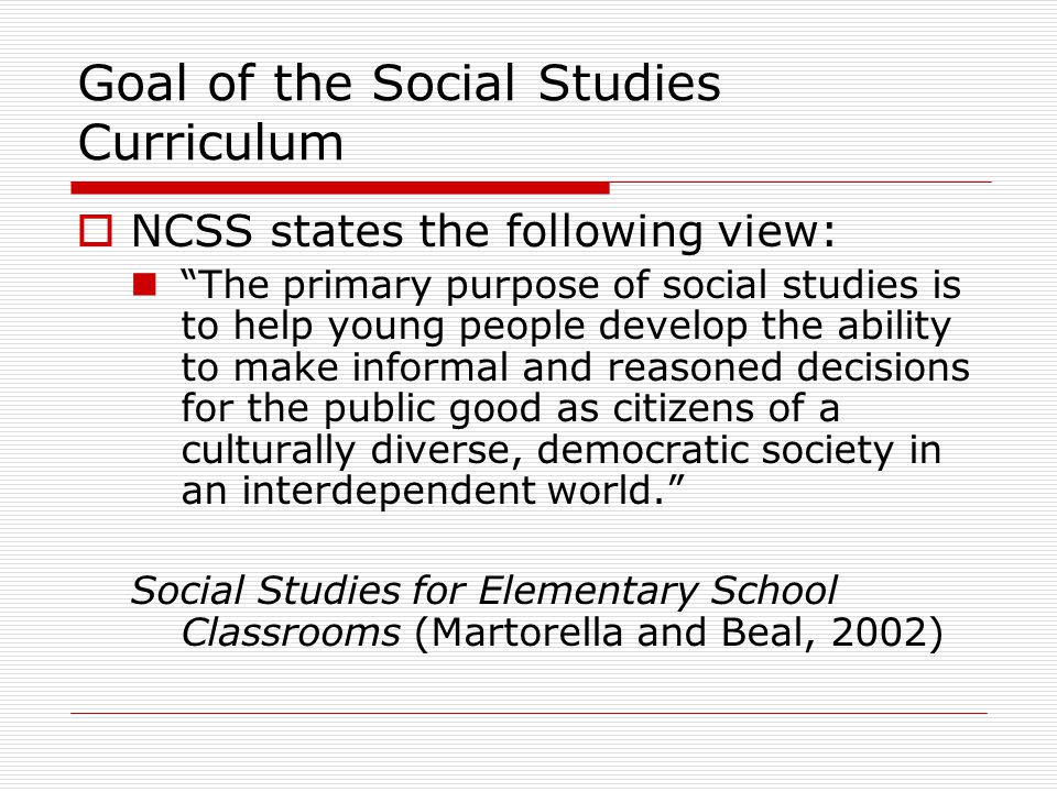 Goal of the Social Studies Curriculum