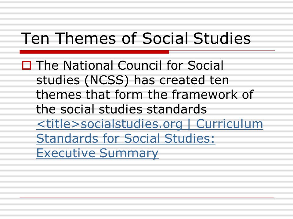 Ten Themes of Social Studies