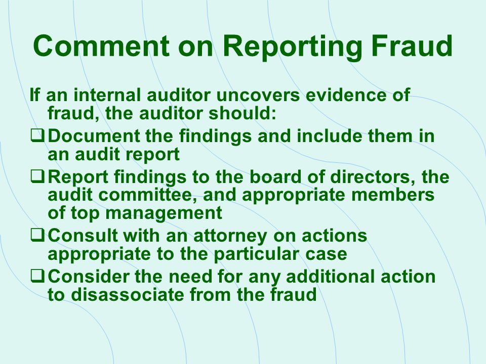 Comment on Reporting Fraud