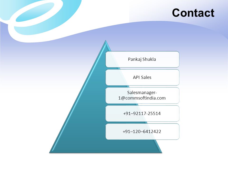 Contact Pankaj Shukla API Sales