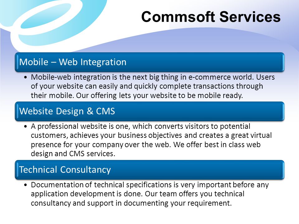 Commsoft Services Mobile – Web Integration Website Design & CMS