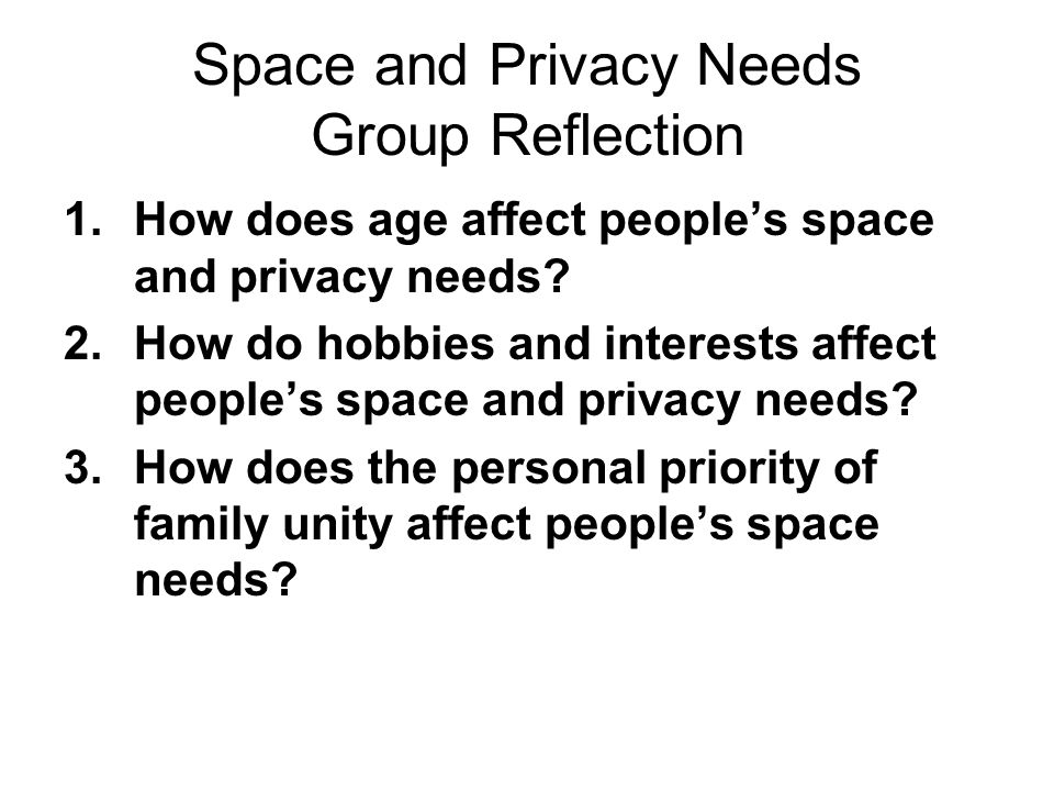 Space and Privacy Needs Group Reflection