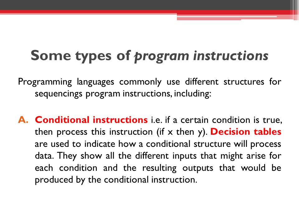 Some types of program instructions