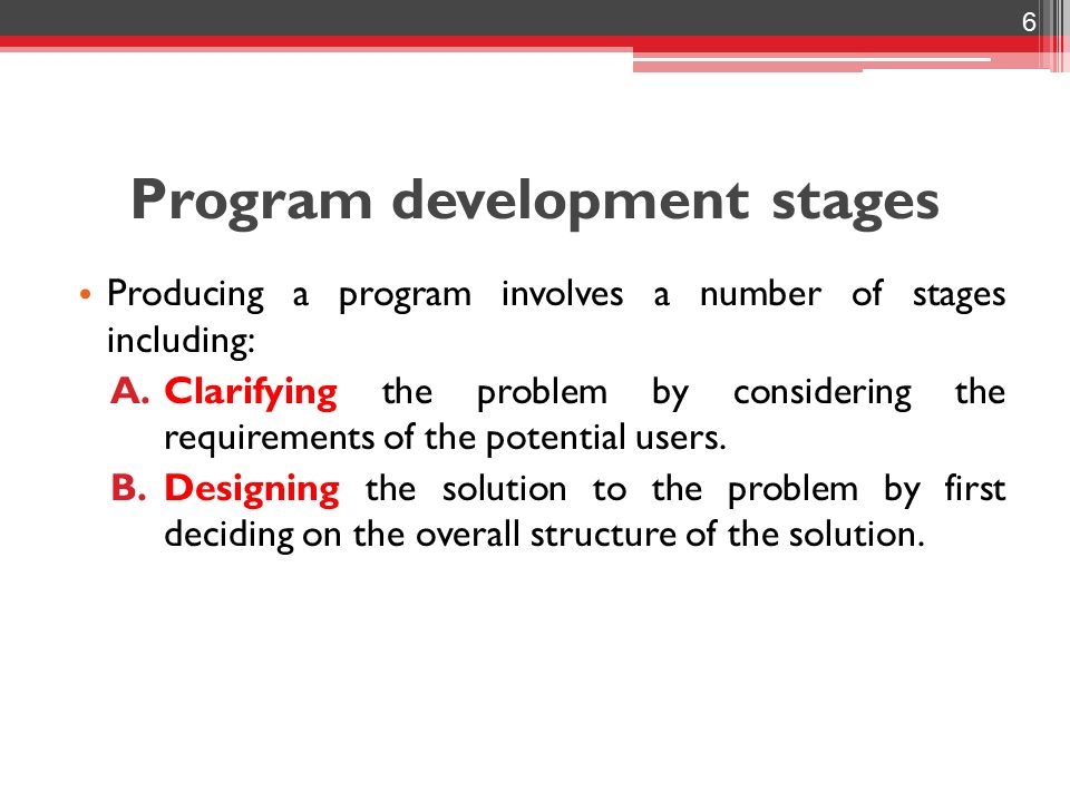 Program development stages