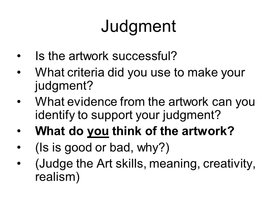 Judgment Is the artwork successful