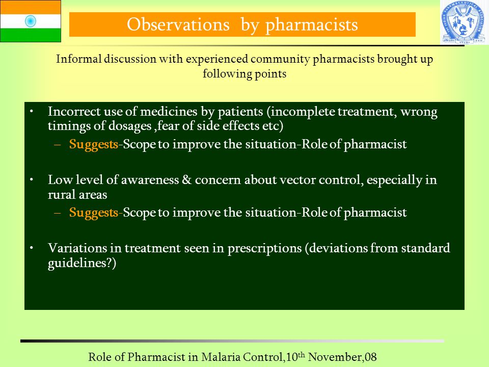 Observations by pharmacists