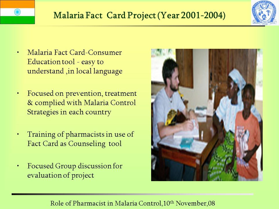 Malaria Fact Card Project (Year )