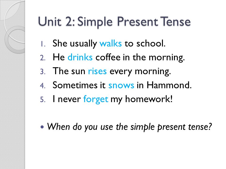 Unit 2: Simple Present Tense